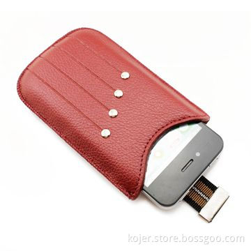 Case for Apple's iPhone 4, Made of PU Leather Material, Pull-tab and Decorated with Metal Label